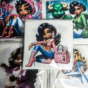 Stickers <span class=keywords><strong>de</strong></span> Transferencia <span class=keywords><strong>de</strong></span> Calor DTF Personalizados con <span class=keywords><strong>Diseño</strong></span> <span class=keywords><strong>de</strong></span> Chica <span class=keywords><strong>de</strong></span> Dibujos Animados <span class=keywords><strong>de</strong></span> <span class=keywords><strong>Moda</strong></span>, Transfer <span class=keywords><strong>de</strong></span> Plastisol por Serigrafía con Logo Personalizado para Planchar sobre Camisetas - Product Image 1
