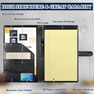 Portafolio de Cuero PU Tamaño Legal 8.5x14 Pulgadas con Bloc de Notas Desprendible, Carpeta Archivadora Hecha en China para Entrevistas, Abogados y Uso Comercial - Product Image 4
