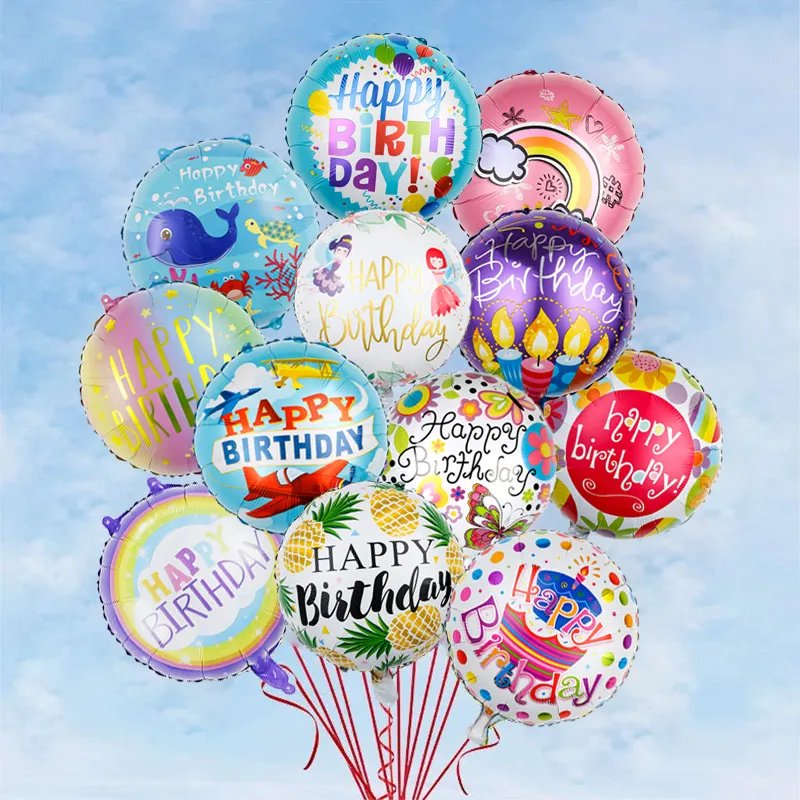 Balões redondos para festa de feliz aniversário, balões de hélio de 18 polegadas para decoração de festas, aniversário, casamentos e chá de bebê