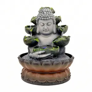 Fonte de água de Buda de mesa cascata interior para escritório em casa meditação Zen relaxante decoração