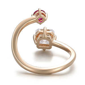 Fabricant de bijoux fins sur mesure, bague en diamant de laboratoire taille Asscher 1 carat, bague en rubis de laboratoire rond 4 mm pour femme, cadeau pour fille. - Product Image 3