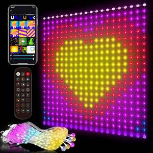 Cortina de Luces de Hadas de 400 LEDs con Control por APP, Píxeles RGB Inteligentes Programables para Fiestas y Festivales, Cortina de Luces <span class=keywords><strong>LED</strong></span> Inteligentes de Navidad - Product Image 1