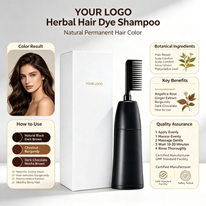 Crème colorante permanente pour cheveux à l'essence naturelle couvrante des cheveux gris avec applicateur peigne, marque privée, qualité professionnelle - Product Image 1