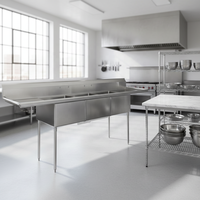Évier de cuisine professionnel en acier inoxydable à 3 compartiments, directement de l'usine, garantie 1 an, pour restaurant, 120x130x60cm, origine Chine