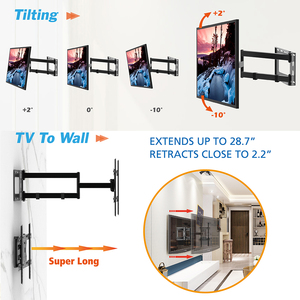 Charmount Max VESA 600x400mm, support mural de télévision pivotant à mouvement complet, support de télévision pliable à <span class=keywords><strong>bras</strong></span> Long pour écran de 32 à 70 pouces - Product Image 3