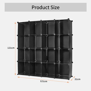 16 Cube Plastic Storage Organizer 4-Tier Modular Closet Cabinet Black Open Shelving Unit for Home & Office - Product Image 4
