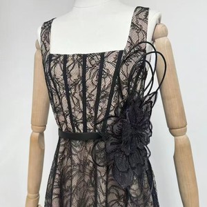 Abito <span class=keywords><strong>Midi</strong></span> Vintage di Alta Qualità per Donna con Spalline Sottili, Pizzo, <span class=keywords><strong>Fiori</strong></span> in Rete, Stile Trendy ed Ecologico per Feste, Nuovo Modello - Product Image 6