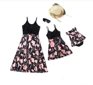 Wholesale Price Baby Girl Dress Floralsibling Matching Outfits Small Strap Mother And Daughter Matching Outfits Party Dresses