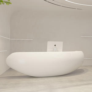 Forme ovale bureau de réception blanc salon de beauté moderne bureau de réception peinture de cuisson brillant entreprise théâtre hôtel <span class=keywords><strong>comptoir</strong></span> de réception - Product Image 2