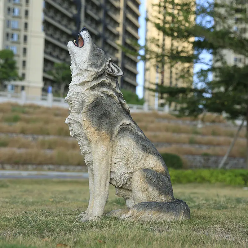 एफआरपी राल उद्यान भेड़िया प्रतिमा आउटडोर गृह सजावट आभूषण शीसे रेशा राल चमक वुल्फ मूर्तिकला