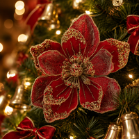 Décoration de Noël en polyester à motif de poinsettia, taille personnalisée, utilisation en intérieur, montage mural