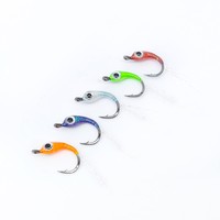 Lot de 5 mouches de pêche sur glace en boîte, taille 6 #   Leurre Scud Nymph avec Hot Spot et Flash Tinsel pour la pêche au Panfish, à la Truite et à la Perche en Finesse