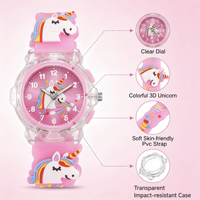 Niedliche 3D-Puppen-Qualitäts-PVC-Armbanduhr für Kinder als Weihnachtsgeschenk im Einhorn-Stil