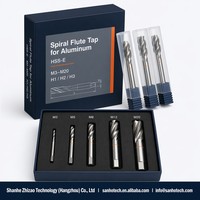 DIN371 DIN376 M2 HSS-E M35 Kobalt Polesan Mengkilap 45 Derajat Helix Tinggi 3 Flute Aluminium 6061 7075 Tap Spiral Flute untuk Lubang Buta