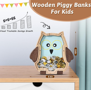 고품질 투명 나무 올빼미 저금통 (동전 보관 가능) - 친환경적이고 휴대 가능 - Product Image 3