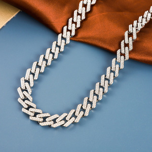 Nuevo Collar y Pulsera de <span class=keywords><strong>Cadena</strong></span> Cubana con Incrustaciones de Diamantes de Aleación de 13 mm de <span class=keywords><strong>Amazon</strong></span>, un Accesorio Urbano Versátil - Product Image 3