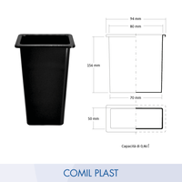 Vas Bunga Plastik COMIL PLAST Kualitas Prima R8516 Gaya Eropa untuk Makam Orang Dewasa Modern Hitam Putih Coklat Gading 8x5x16 cm