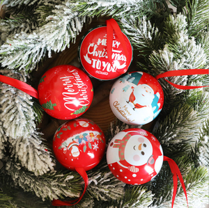 Premium Home Christmas Decoration Gift Candy <b>Sweet</b> <b>Packaging</b> Ball Shape Metal Tin Box Chocolate For Xmas Celebration - Product Image 6