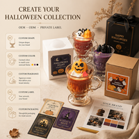 Vela Aromática Personalizada de Halloween en Taza de Vidrio con Diseño de Calabaza y Fantasma, Etiqueta Privada OEM, Regalo Decorativo para las Fiestas