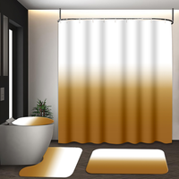Ensemble de rideaux de douche dégradés Muyu en gros, 4 pièces, tapis antidérapants en polyester, couvercle de toilette, 12 crochets, tissu imperméable