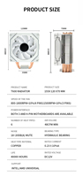 Ventilateur CPU ARGB 120 mm style miroir bidirectionnel 3/4 broches, dissipateur thermique en cuivre et aluminium, haute performance, caloduc, 4 couleurs mixtes pour boîtier d'ordinateur