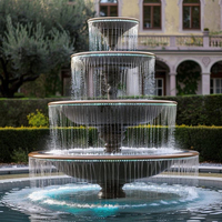 Sculpture de fontaine d'eau circulaire en acier inoxydable poli, grande taille, personnalisée, pour jardin extérieur, décoration artistique en métal soudé