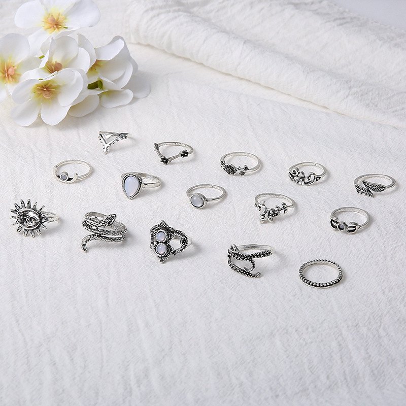 Anello Indiano Vintage Con Gatto E Testa Di Capo, Regolabile, Zirconia – Gioiello Punk Unisex Per Donne E Uomini - 4