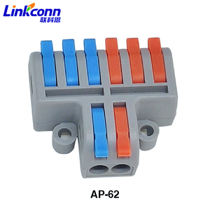 Bloque de terminales industrial de 2 entradas y 6 salidas para conectores de cable, rango de cable de 0.08-4mm², contactos de latón, desconcentrador de nailon AP 62 - Product Image 5