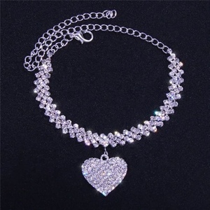 ZYO Bracelet de cheville personnalisé étanche avec breloque, bijou de pied fantaisie, chaîne tennis en strass étincelant, motif cœur, pour femme, pour la création de bijoux - Product Image 3