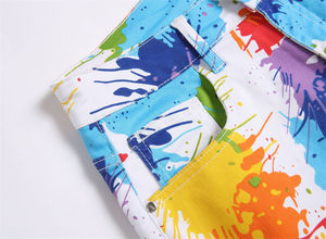 Pantalones Cortos Vaqueros Anchos de Algodón Desgastado de Moda Vintage de Alta Calidad al por Mayor con Estampado Reflectante y Cintura Media Personalizada - Product Image 5