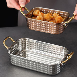 จานขนมสแตนเลสทรงสี่เหลี่ยมสุดสร้างสรรค์สำหรับไก่<span class=keywords><strong>ทอด</strong></span>และมันฝรั่งทอดสำหรับถาดเสิร์ฟในโรงแรม - Product Image 5