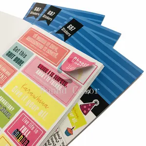 Pegatina de diseño personalizado, forma y Color, papel de calidad extraíble, servicio de impresión de libros