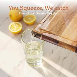 Planche à découper en bois d'acacia extra large de 17 x 12 pouces, épaisse, avec rainure profonde pour le jus, <span class=keywords><strong>bloc</strong></span> de boucher pour la viande de dinde, charcuterie - Product Image 6