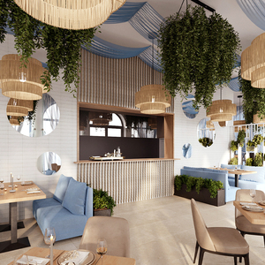 Muebles de exterior, conjunto de restaurante, decoración de restaurante, servicio de diseño de interiores de restaurante personalizado - Product Image 3