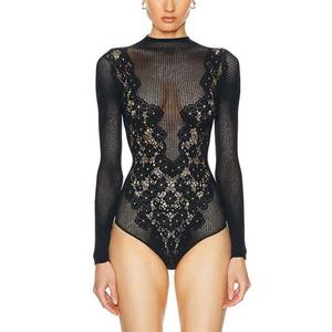 บอดี้สูทลูกไม้แบบใหม่ ราคาถูก คุณภาพสูง สำหรับฤดูใบไม้ร่วง แขนยาว ผ้าฝ้าย 100% ลายดอกไม้ เซ็กซี่ เหมาะกับ OOTD สำหรับผู้หญิง - Product Image 1