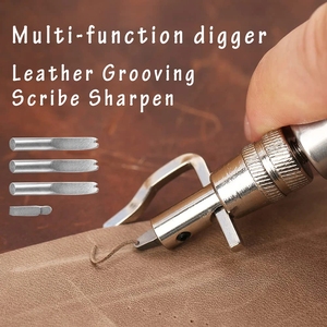 18pcs Professional <strong>Leather</strong> <strong>Sewing</strong> Tools <strong>Kit</strong> Includes Punch Saddle Groover Carving Stitching Accessories for Carving <strong>Sewing</strong> - Product Image 4