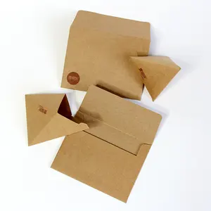 Мини-конверт из крафтовой бумаги, с принтом логотипа на заказ, пуговицы и шпагат