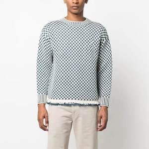 Pull tricoté personnalisé Sweat à capuche tricoté à grille jacquard Col rond Pull tricoté pour homme Pull pour homme - Product Image 1