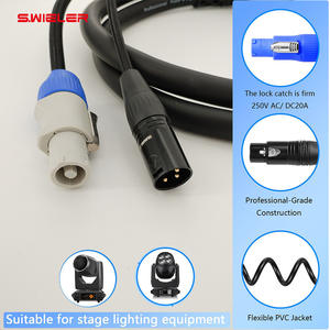 Câble combiné électronique Powercon <span class=keywords><strong>XLR</strong></span> de haute qualité 3x1,5 mm DMX PVC isolé en cuivre toronné, câble hybride combiné 1 m - Product Image 2