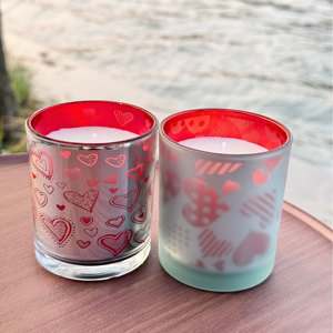 Nuevo diseño personalizado de lujo en forma de corazón tarros de velas rojo San Valentín plata velas perfumadas amor tema hechizo velas a granel - Product Image 2