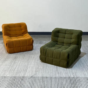 Splendido Divano Sagomato in Tessuto Corduroy Arancione Estremamente Confortevole per Soggiorno, Hotel, Villa o Appartamento - Product Image 1
