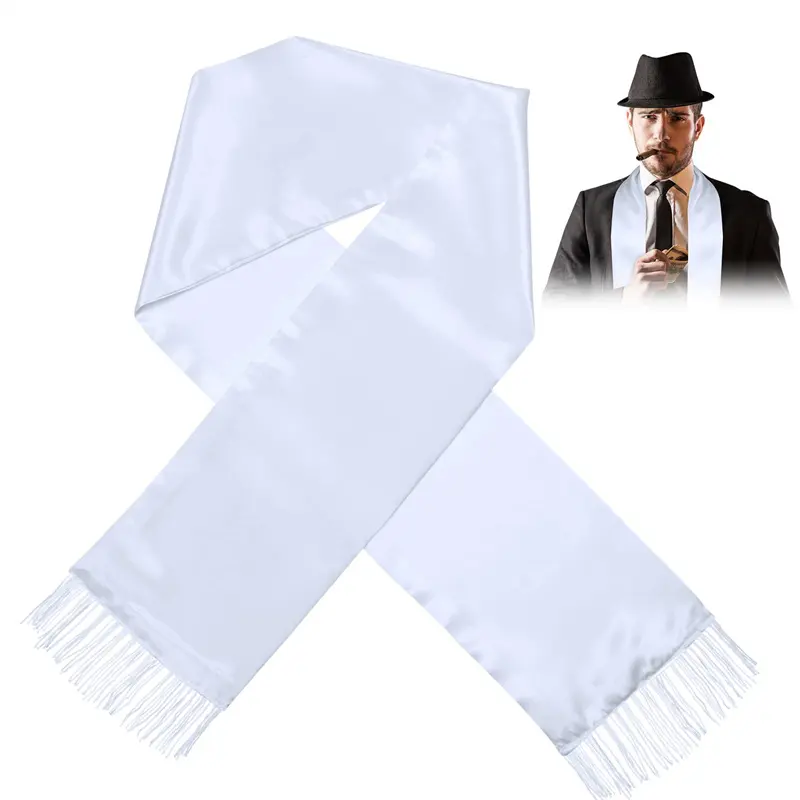 दुपट्टा Tassels के साथ हेलोवीन कॉस्टयूम सफेद दुपट्टा लंबे शाल Mens फैंसी पोशाक सामान के लिए पुरुषों महिलाओं संगठन