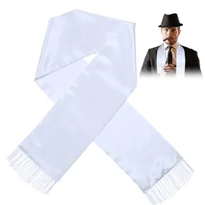 Scarf with Tassels Halloween Costume White Scarf Long Shawl Mens Fancy Dress Accessories for Men Women Outfit