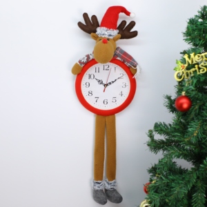 Décoration de Noël en polyester à thème de Noël, horloge décorative, Père Noël, bonhomme de neige, <span class=keywords><strong>rennes</strong></span>, gnomes en peluche, décoration polyvalente pour mur/plateau, décoration intérieure - Product Image 2