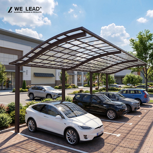 Abri voiture en aluminium avec toit en arche pour 3 véhicules, design moderne, structure thermolaquée pour parkings commerciaux - Product Image 1