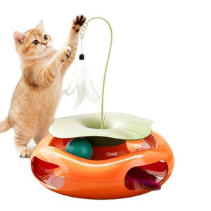 Juguete eléctrico para gatos con forma de cacahuete, disco giratorio automático con mariposas, juguete de ejercicio de plástico con diseño de dibujos animados para gatos - Product Image 5