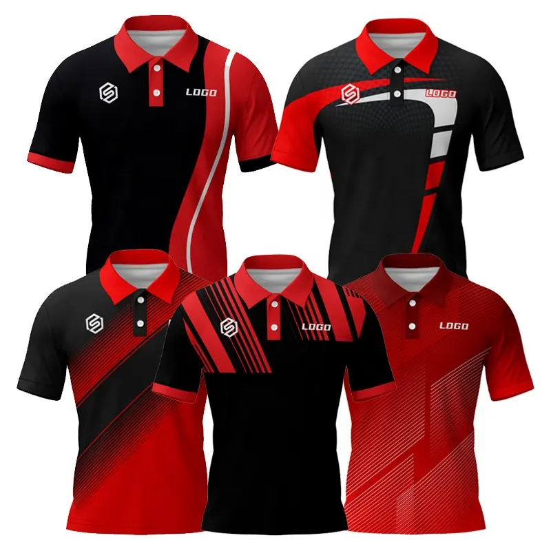 Sublimation druck Bunte Streifen Golf Polo Shirts Casual Men Outfit Work T-Shirt