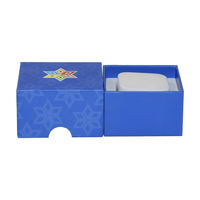 Boîtes d'emballage carrées en carton rigide bleu mat de luxe avec couvercle gaufré et trous de préhension pour pot en verre de 5 ml, coffret deux pièces pour soins de la peau