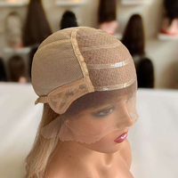 Perruque à base de soie couleur blonde avec mèches, bonnet en silicone, entièrement nouée à la main, perruque médicale pour l'alopécie et la perte de cheveux, prête à être expédiée