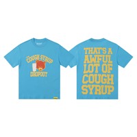 25ss Marque de mode urbaine COUGH SYRUP T-shirt pour homme d'été à manches courtes, col rond, coupe ample et décontractée, en coton américain, avec motif lettres imprimées